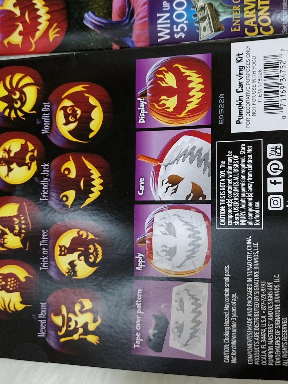New 4 Pk Pumpkin Carving Kit Stencils